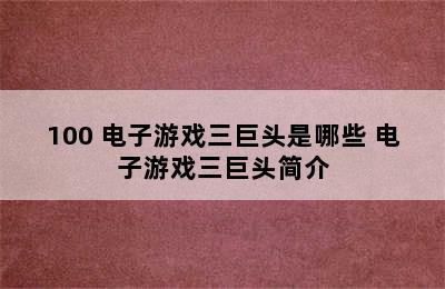 100 电子游戏三巨头是哪些 电子游戏三巨头简介